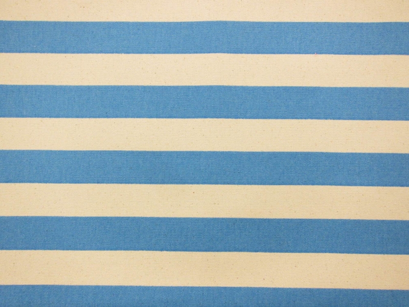 Japanese Cotton Canvas 1.25" Stripe In Blue And Natural0