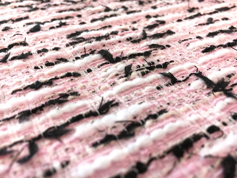 Italian Cotton Blend Tweed in Pink Black White2