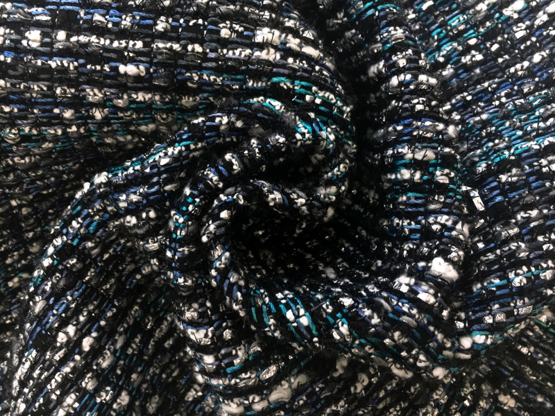 Italian Cotton Rayon Metallic Tweed in Blues1