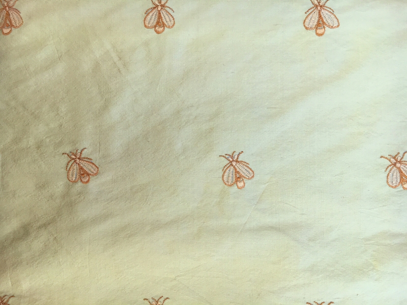 Embroidered Silk Shantung with Flies0