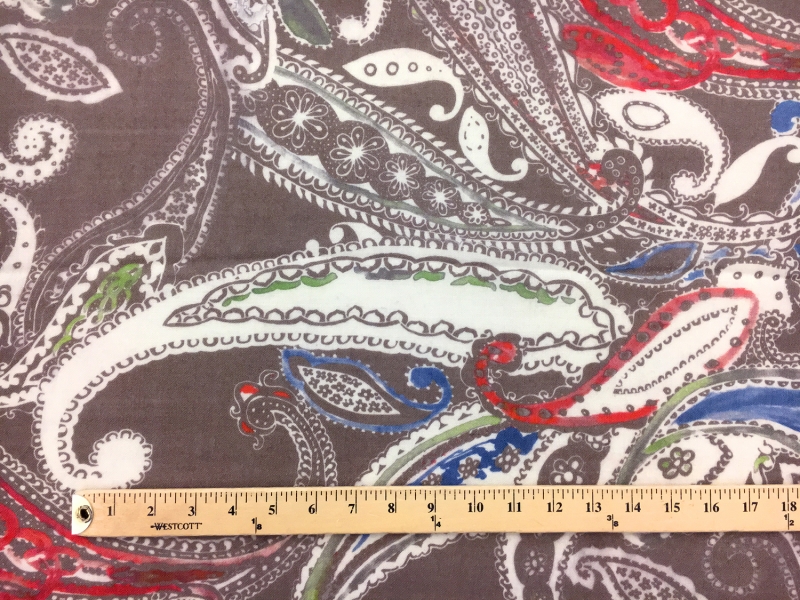 Italian Wool Challis With Over Sized Paisley Print2