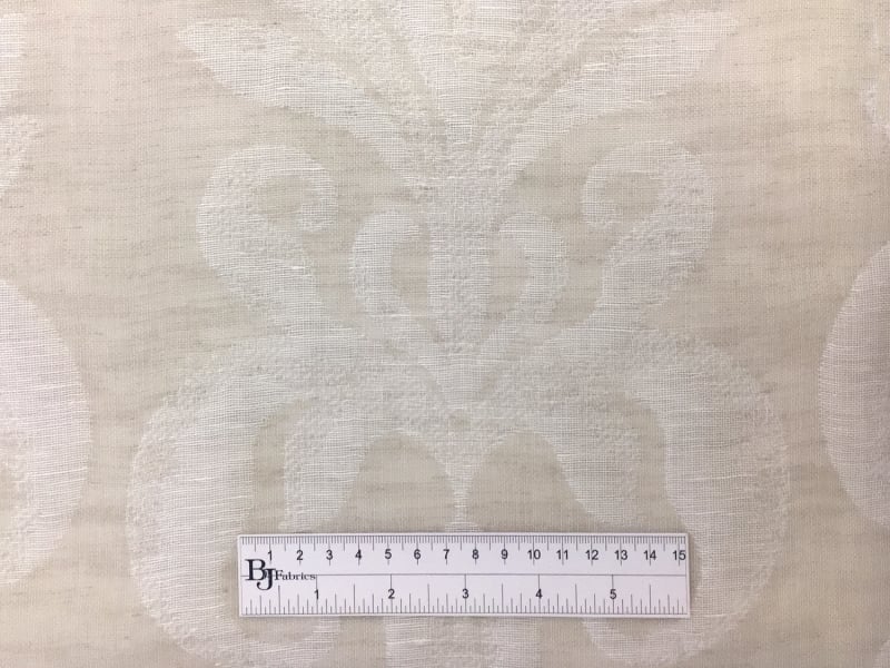 Poly Linen Double Gauze Filigree Damask in Natural2