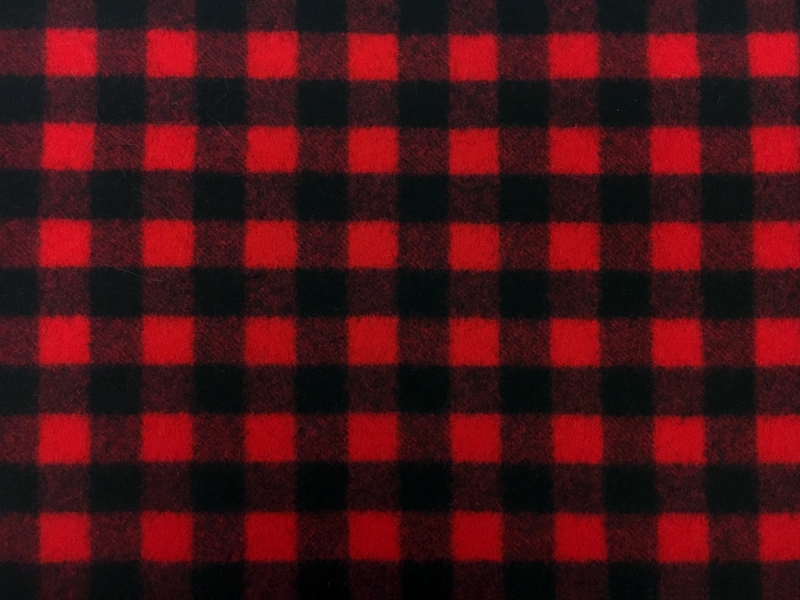 Italian Virgin Wool Doubleface Plaid Coating in Red and Black0