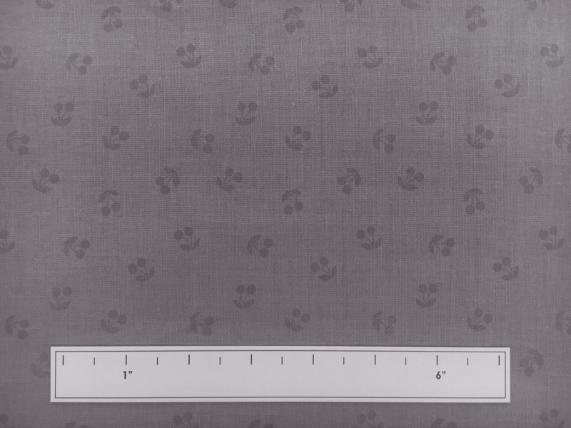 Cotton Broadcloth Cherries Print in Grey 3