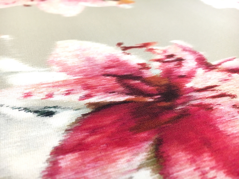Printed Silk Mikado with Warped Florals2