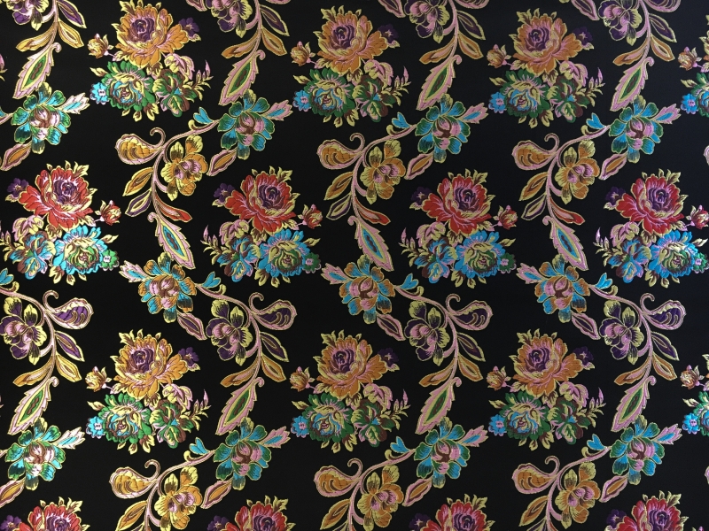 Heavy Jacquard Brocade with Colorful Florals 0