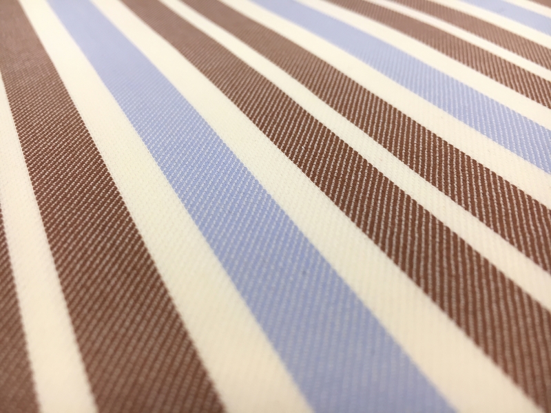 Wool Lycra Suiting Stripe in Brown and Blue2