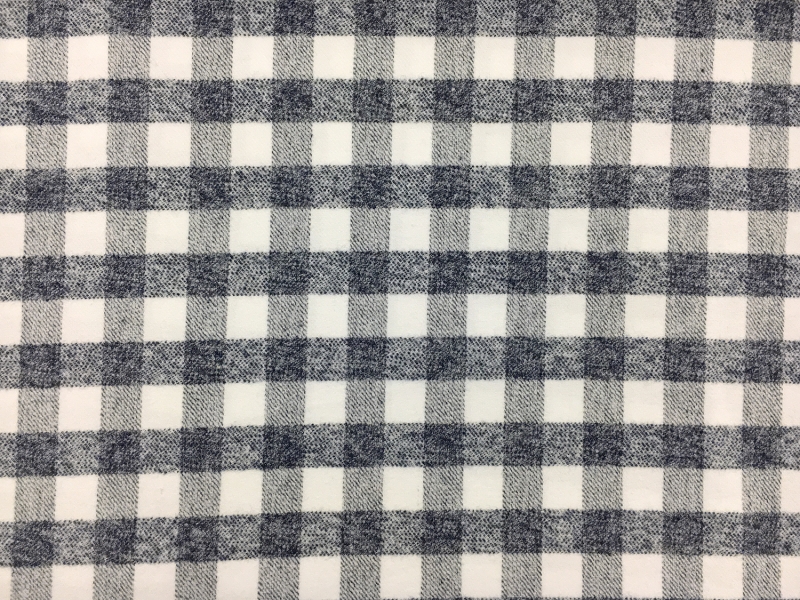 Cotton Flannel Plaid in White and Navy0