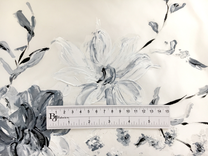 Hand Painted Silk Duchesse Satin with Florals1