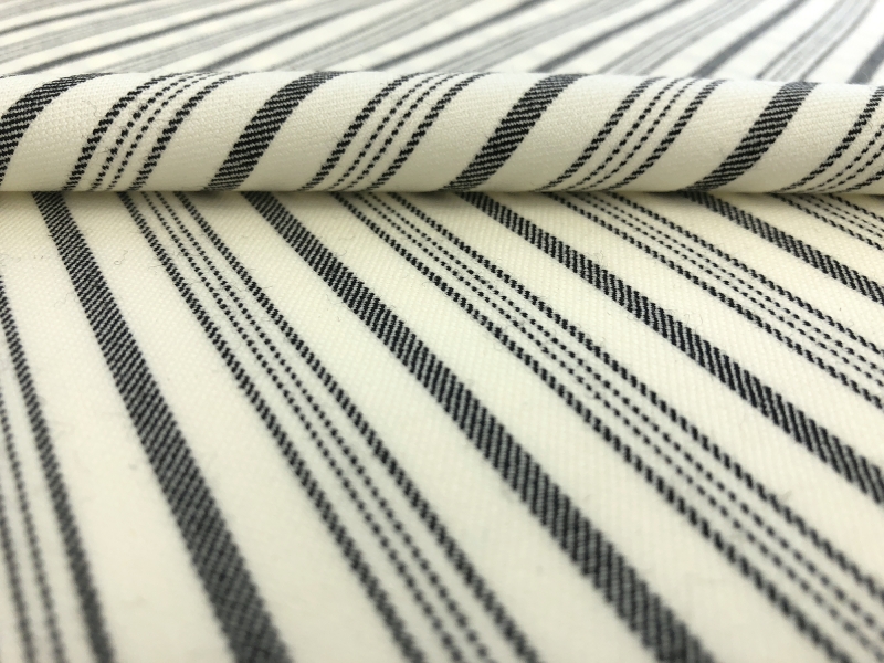 Wool Lycra Suiting Stripe in Cream and Black2