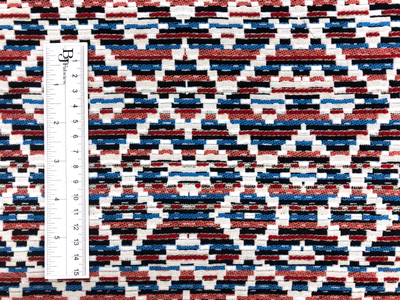 Cotton Blend Native Pattern in Red White Blues3