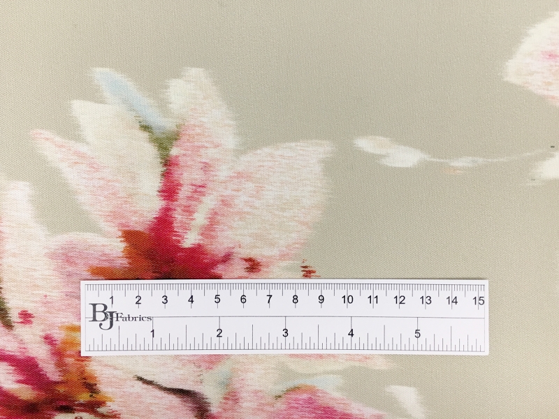 Printed Silk Mikado with Warped Florals1
