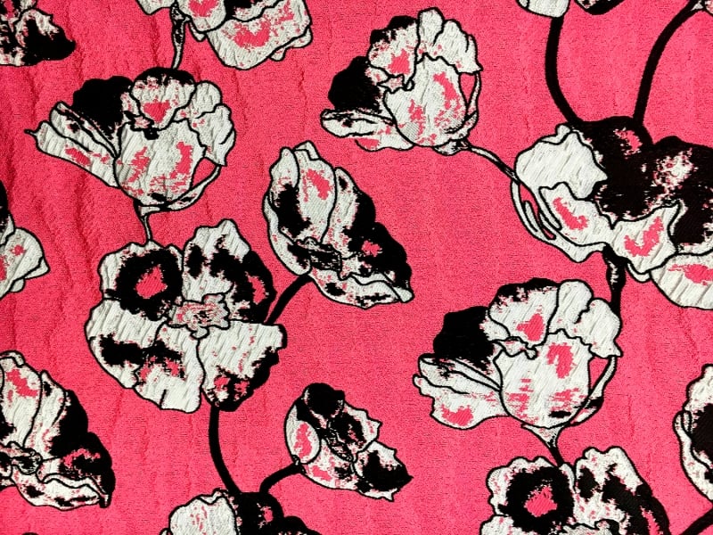 Silk Blend Jacquard Brocade with Florals0