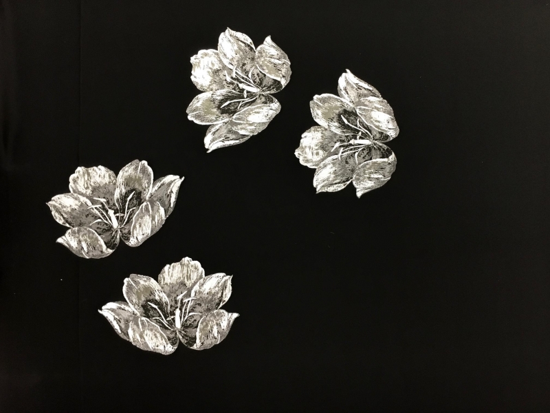 Alexander McQueen Satin Panel with Metallic Fil Coupé Flowers0