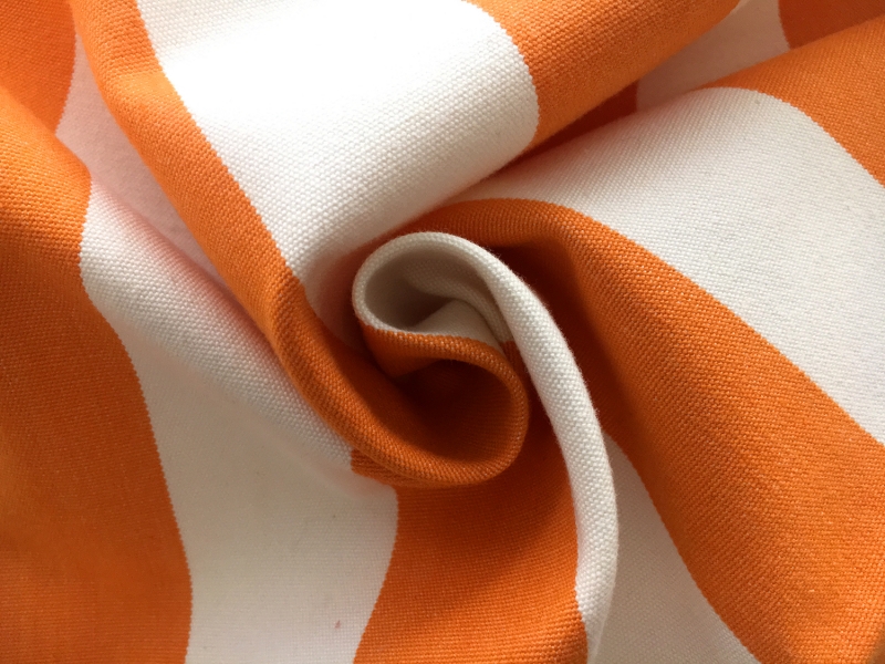 Cotton Upholstery 1.5" Stripe In Orange And White1