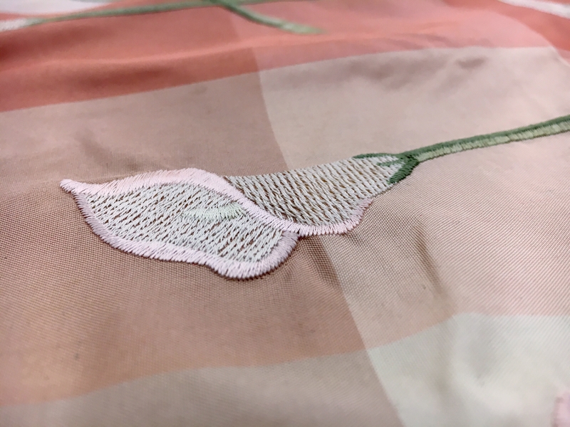 Silk Taffeta Check with Embroidered Calla Lilies2