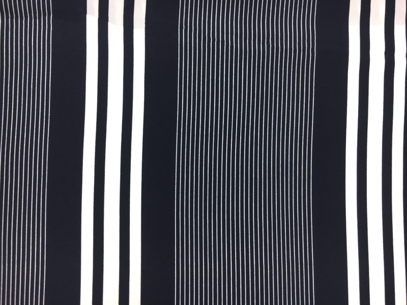 Polyester Crepe Barcode Stripe in Navy and White0