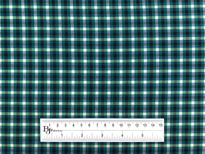 Stretch Wool Suiting Tattersall Plaid in Green3