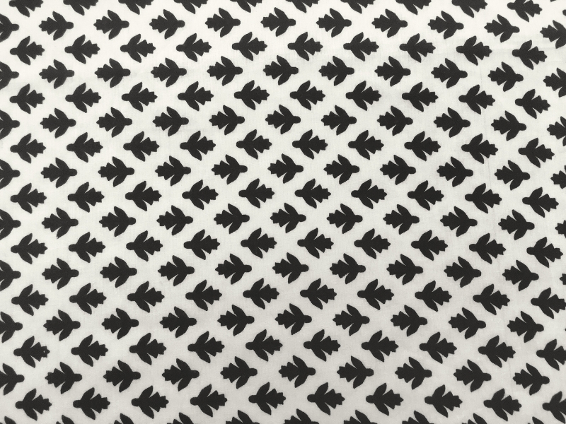 Cotton Lawn Black & White Leaf Print 0