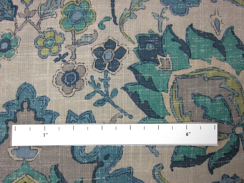 Linen Blend Upholstery Turkish Floral Print 1