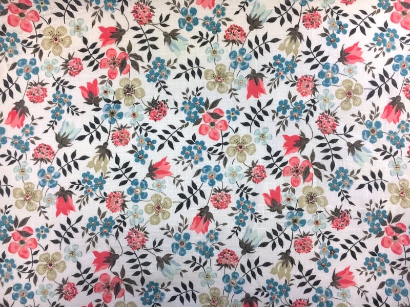 Liberty of London Linen Floral Print in White Multi