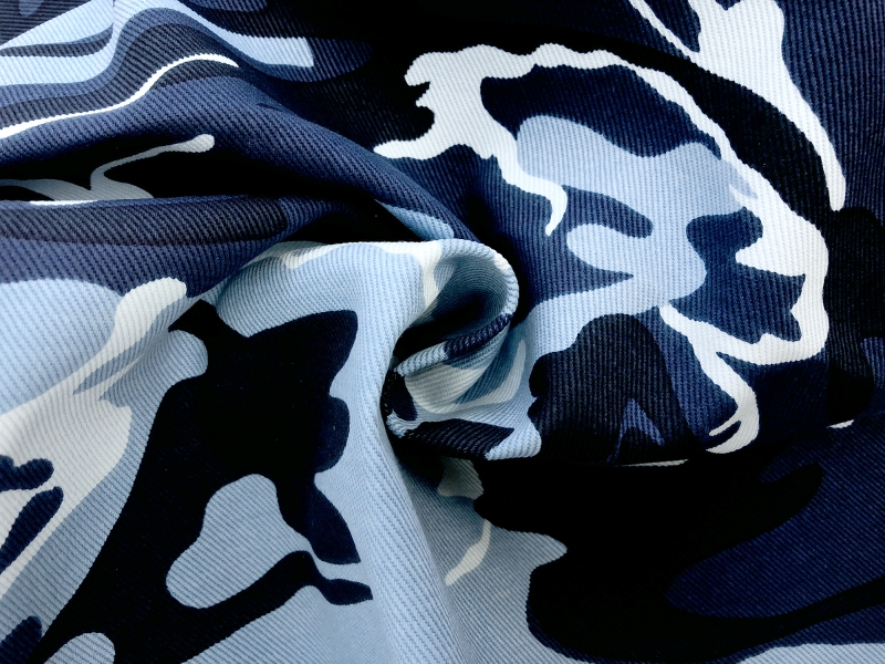 Blue Camouflage Cotton Twill | B&J Fabrics