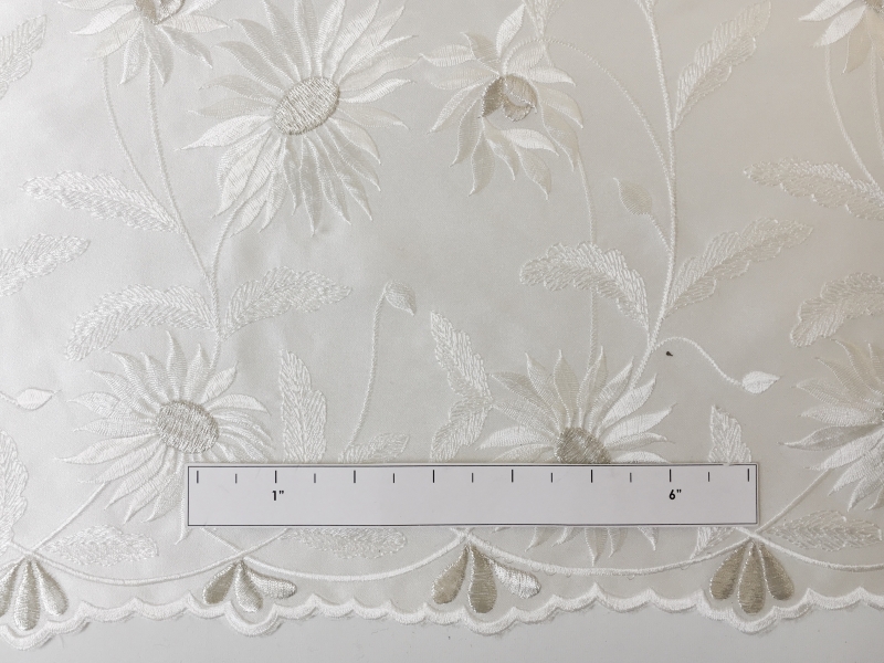 Polyester Satin with Embroidered Sunflower Border2