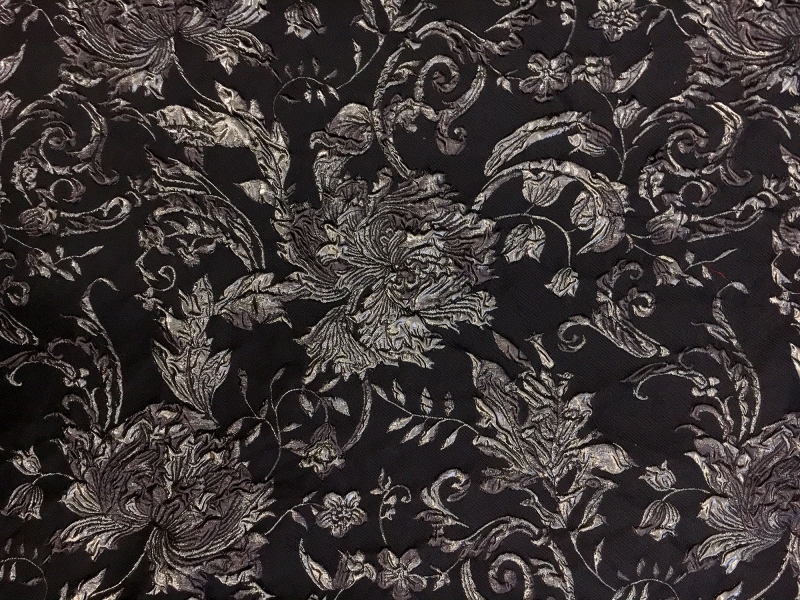 Silk Blend Metallic Cloque with Florals and Damask Patterns | B&J Fabrics