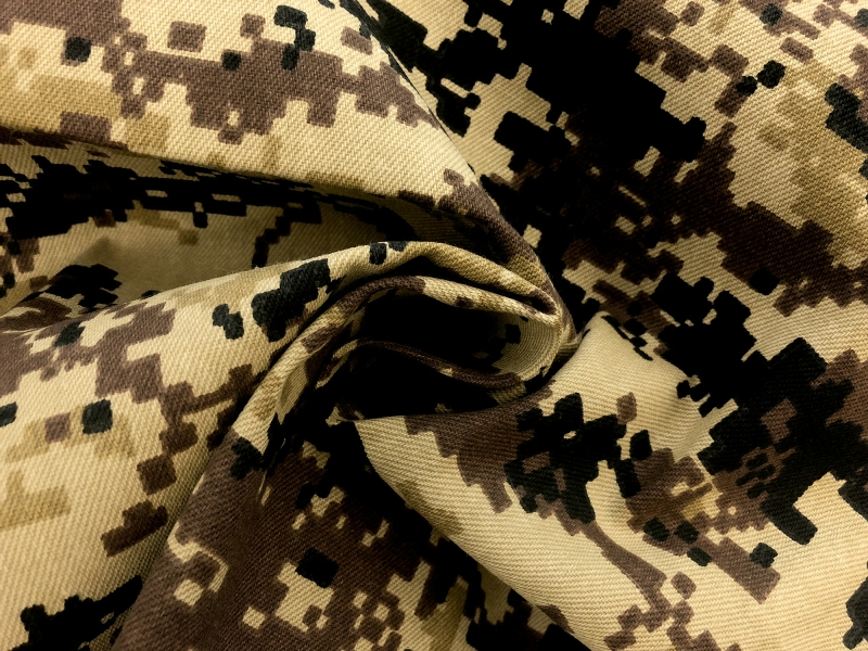 Khaki Pixel Camouflage Cotton Twill1