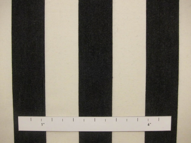Cotton Upholstery 1.5" Stripe In Black And Pearl1