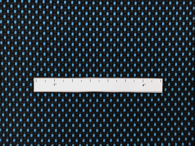 Polyester Swiss Dot Brocade with Aqua Dots1