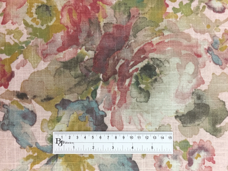 Linen Viscose Upholstery Watercolor Florals Print3