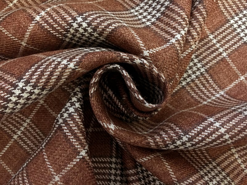 Italian Silk Linen Wool Blend Plaid in Brown1