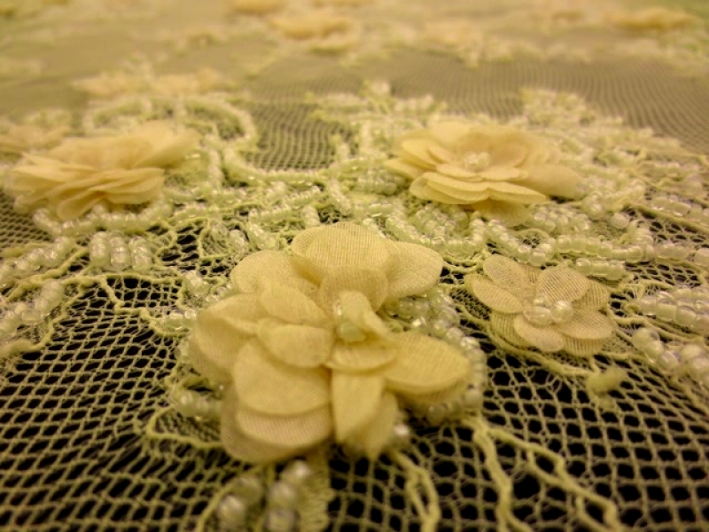 Ivory chantilly lace fabric - Chantilly lace - lace fabric from