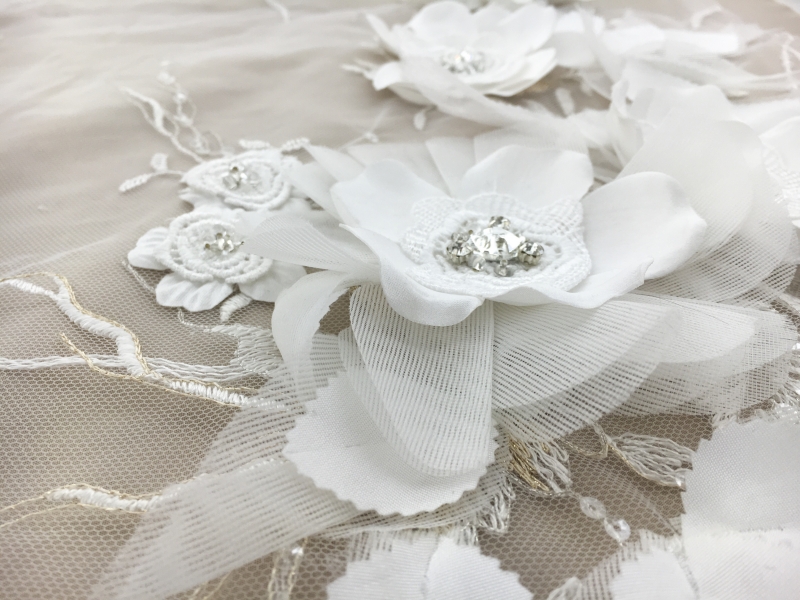Embroidered Tulle with Large Appliqué Flowers2