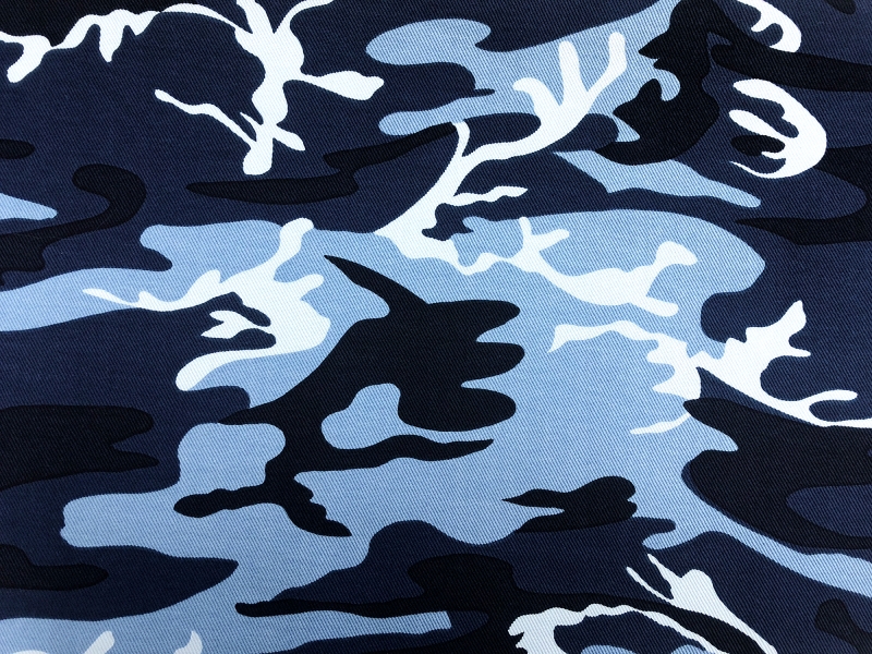 Blue Camouflage Cotton Twill