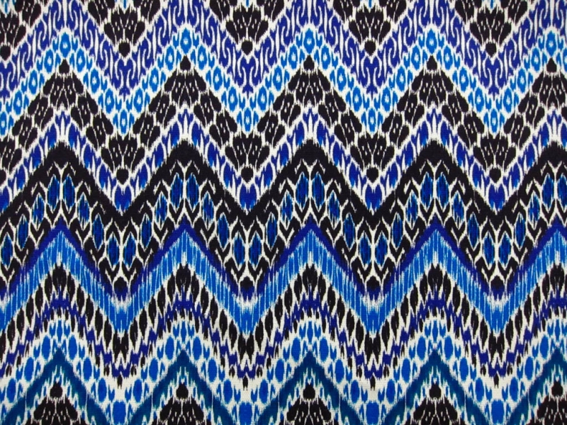 Linen Upholstery Multi Zig Zag Ikat Print | B&J Fabrics