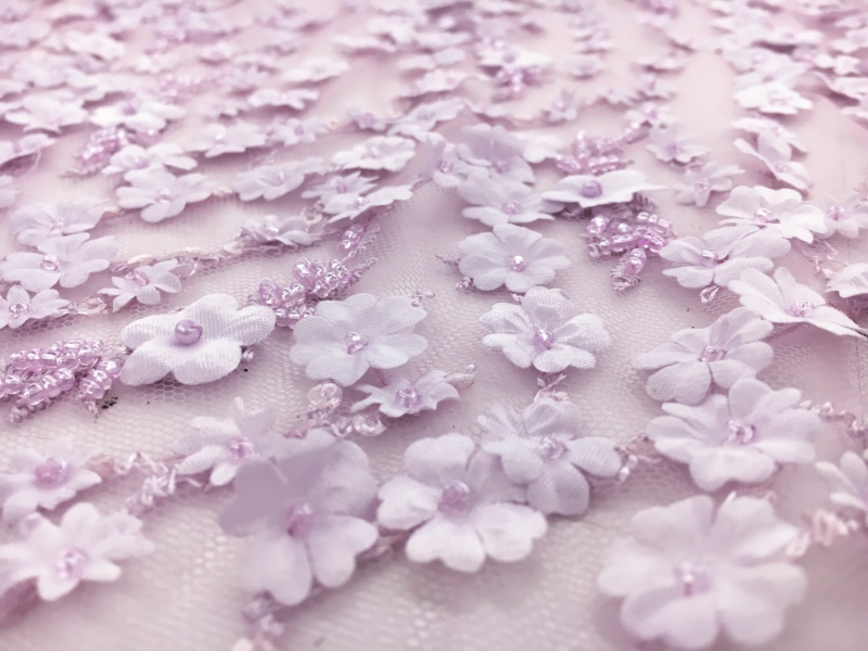 Beaded Tulle with Small Floral Appliques in Lilac3