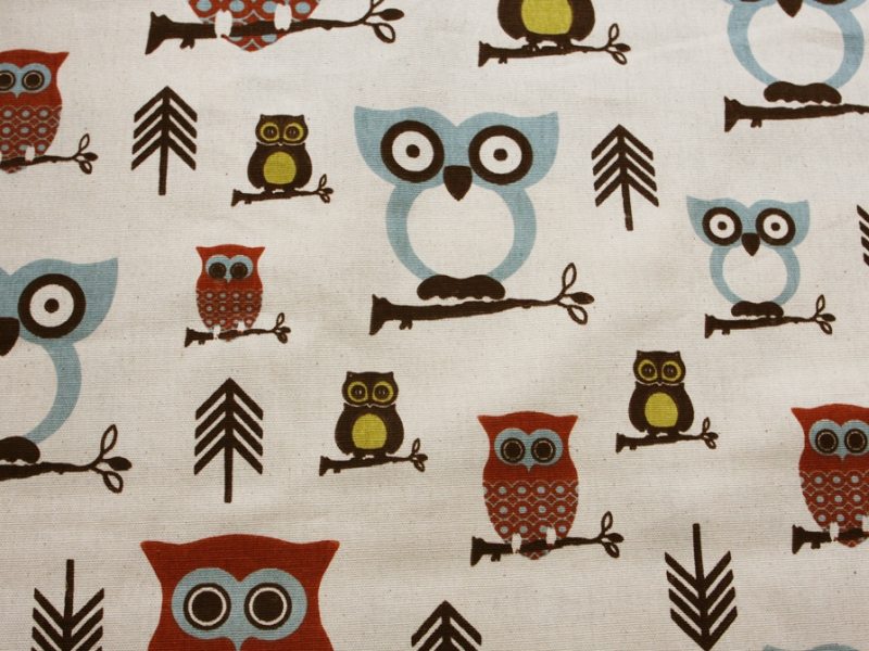 Cotton Canvas Little Owls print0