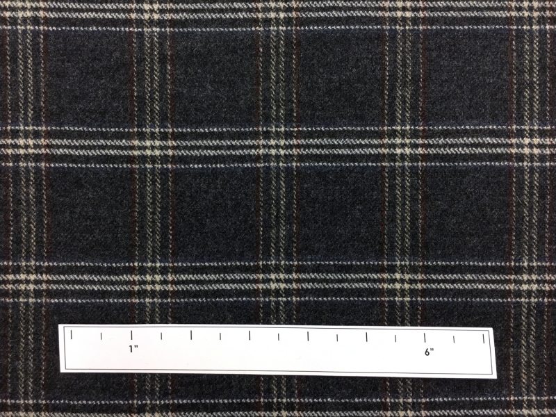 Italian Stretch Wool Blend Plaid Suiting in Grey1