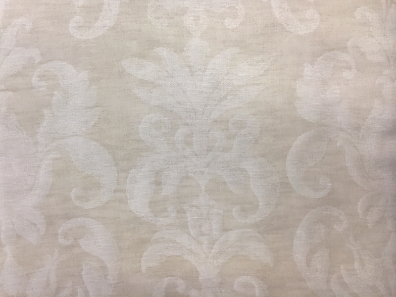 Poly Linen Double Gauze Filigree Damask in Natural0