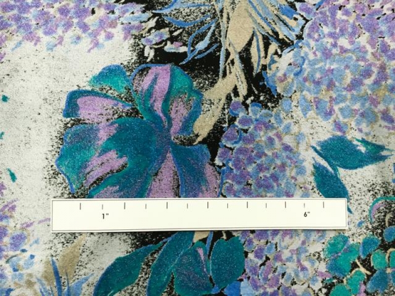 Printed Silk and Rayon Panné Velvet with Retro Floral Motifs1
