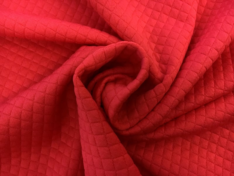 Poly Spandex Novelty Quilted Knit in Coral1