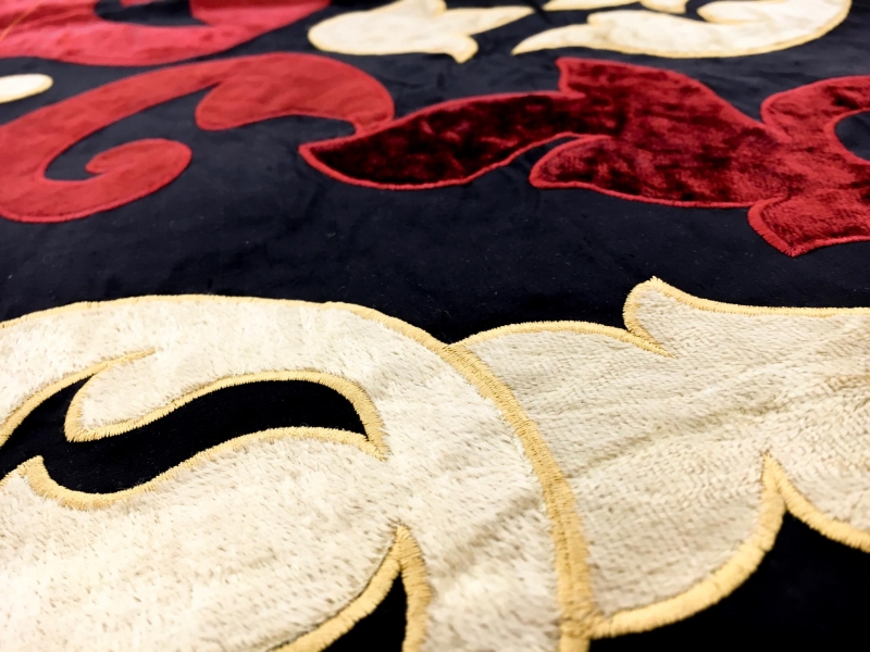 Silk Shantung with Embroidered Velvet Victorian Motifs2