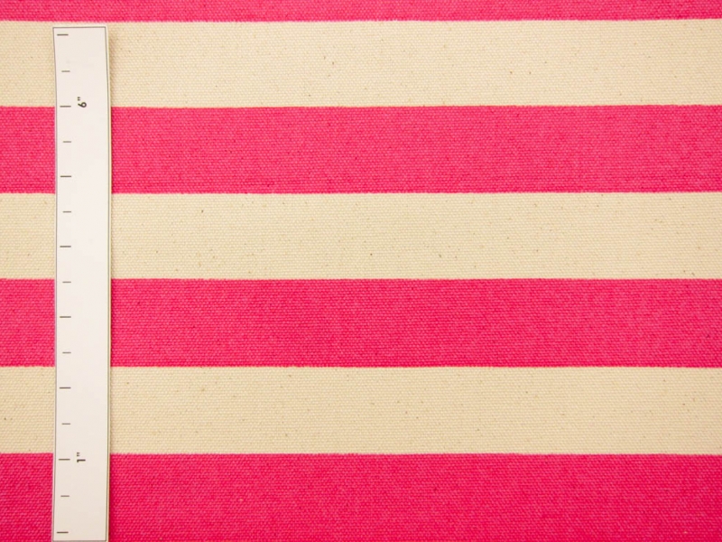 Japanese Cotton Canvas 1.25" Stripe In Pink And Natural2