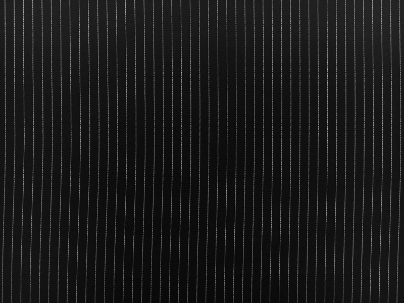 Poly Blend Flat Crepe Pinstripe in Black and White0