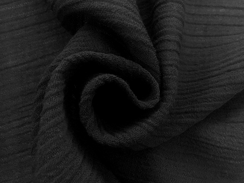 Italian Wool Crinkle in Black1