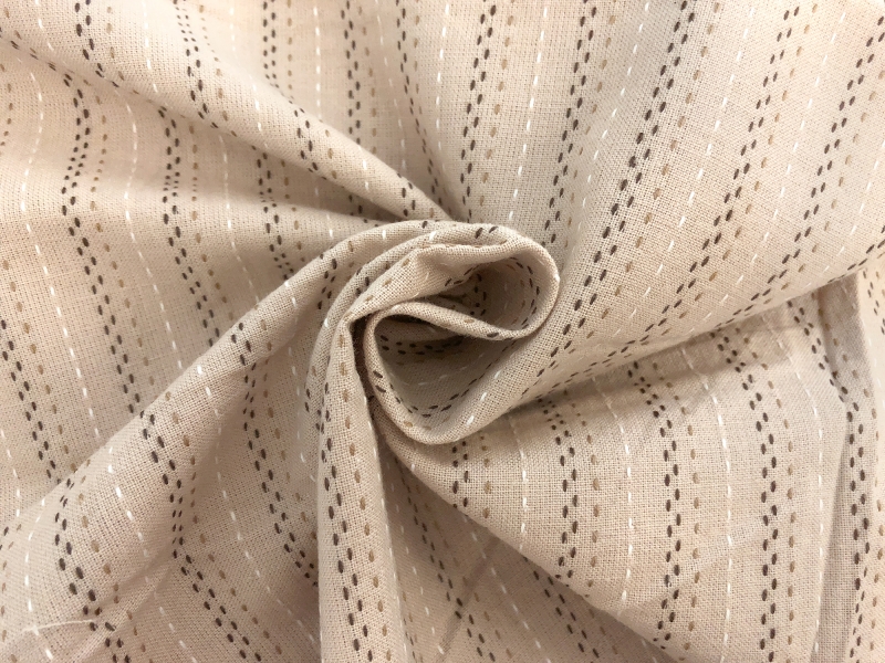 Beige Pinstripe Cotton Woven Novelty 1
