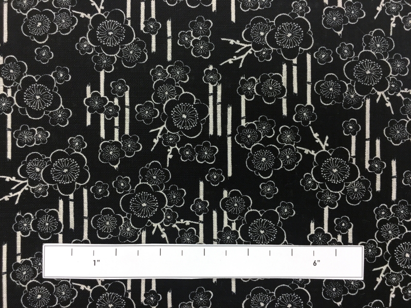 Japanese Cotton Floral Print in Black1
