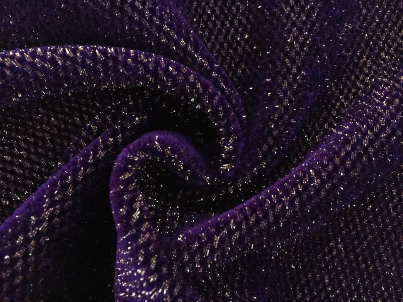 Silk Lurex Novelty Velvet in Purple Gold1